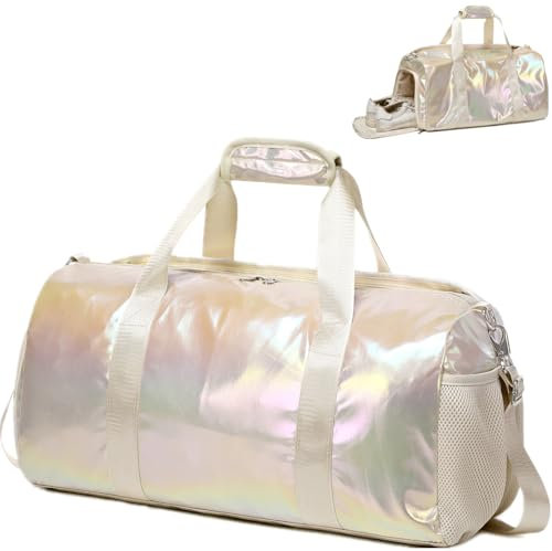 Sac Sport Femme Sac de Danse Sac Piscine Fille Sac Polochon avec Compartiment Humide et Compartiment à Chaussures