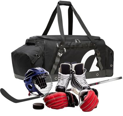 TRAILKICKER Hockeytasche, extra großer Hockey-Rucksack, für alle Hockey- oder Feldhockey-Ausrüstung, zwei Schlägerhalter und separates Stollenfach, Schwarz