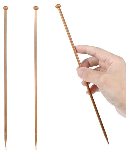 2 Stück Stricknadeln aus Bambus 25 cm Lang Stricknadel Set Holz Nadelspiel Set Einspitzig Knitting Needles Geeignet für Anfänger zum Stricken von Schals, Mützen, Decken (4,5 MM)