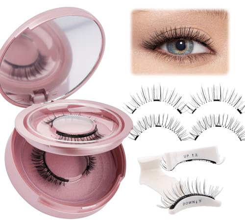 Pestañas Postizas Magneticas 2 Pares Pestañas Magnéticas con Aplicador Aspecto Natural Kit de Pestañas Magnéticas no Necesita Pegamento Magnetic Eyelashes(R3+A05)