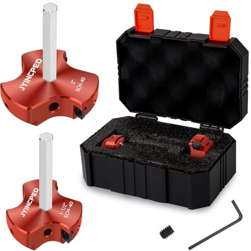 3 Blade PVC Pipe Reamer Kit 1-1/2 inch & 2 Inch,2Pcs Plastic Pipe PVC Reamer Kit Plumbing Tool Socket Saver Fitting Saver for Sch.40 CPVC ABS Socket Hub,with 3/8-Inch Hex Shaft,Fit Standard 1/2 Drill