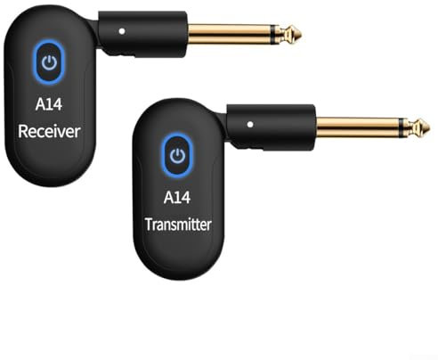 Zilimontt Sistema wireless per chitarra da 5,8 GHz, trasmettitore wireless per chitarra, ricevitore audio ricaricabile con 4 canali Siganl per chitarra elettrica e basso, 20 m (JW-02S)