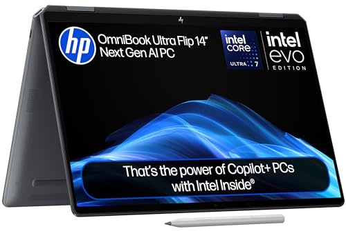 HP OmniBook Ultra Flip NGAI 14 Laptop | CoPilot+ PC | Intel® Core™ Ultra 7-258V Processor | 32GB RAM | 2TB SSD | Intel® Arc™ Graphics | 3K OLED Touchscreen | 20.5Hr Battery | Windows 11 | 14-fh0000sa