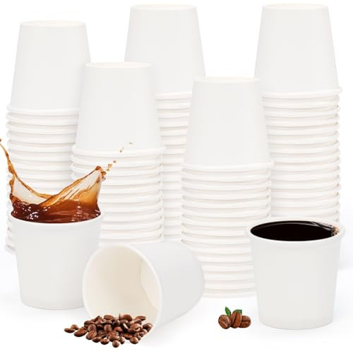 KYYGKY 200 Pack 50ml Paper Cups Single-Wall White Paper Coffee Cups Mini Tasting Cup Small Sampling Cup Hot/Cold Beverage Drinking Cup Party Cups for Party Birthday Weddings Office Bathroom Travel