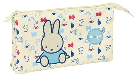 Safta MIFFY BUDDY Federmäppchen mit drei Fächern, leicht zu reinigen, Federmäppchen für Kinder, ideal für Kinder im Schulalter, bequem und vielseitig, Qualität und Widerstandsfähigkeit, 22 x 3 x 12 cm