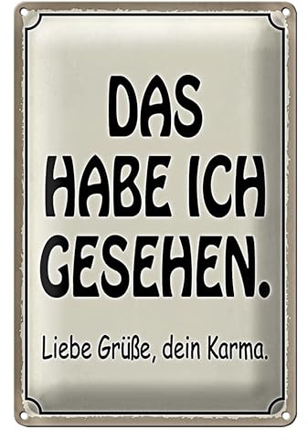 Karma-Schild 'Das habe ich gesehen' | Dekoratives Blechschild im Retro-Stil | Tolles Geschenk | 12 cm x 18 cm