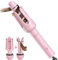 SCZND 2 in 1 Hair Curler and Straightener, 32mm Automatic Rotating Curling Wand for Women Beginners, Anti-Scald Curling Tongs with 4 Temperatures, Curling Iron with Ceramic Glazed Plates Negative Ions