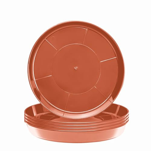 Garronda Sottovasi per Piante Rotondi in Plastica da Esterno e da Interno per Fiori e Giardini GD-0026 (5 Pezzi - Terracotta, ⌀ 30 cm H 4,5 cm)
