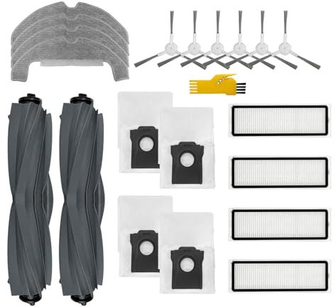 aotengou Kit d'accessoires pour Dreame D10 Plus Gen 2 Robot Aspirateur Pièces de rechange 20 Packs 2 Brosses principales, 4 Filtres, 6 Brosses latérales, 4 Balais à franges, 4 Sacs à poussière
