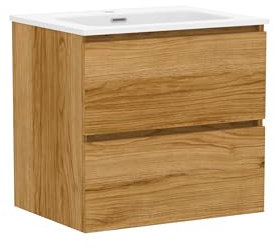 Baikal Mueble de Baño Klay. Mueble MONTADO. 2 Cajones Suspendido con Lavabo. Armario de Baño. Lavabo Ceramico. 70cm Teka.