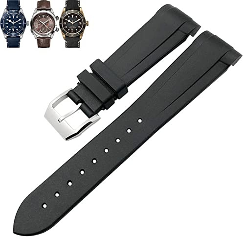 VYSLZ Cinturino in caucciù naturale 20mm 22mm speciale per Tudor Black Bay 1958 39mm 41mm GMT Pelagos Pin/cinturino in gomma con fibbia pieghevole(Black Pin,20mm)