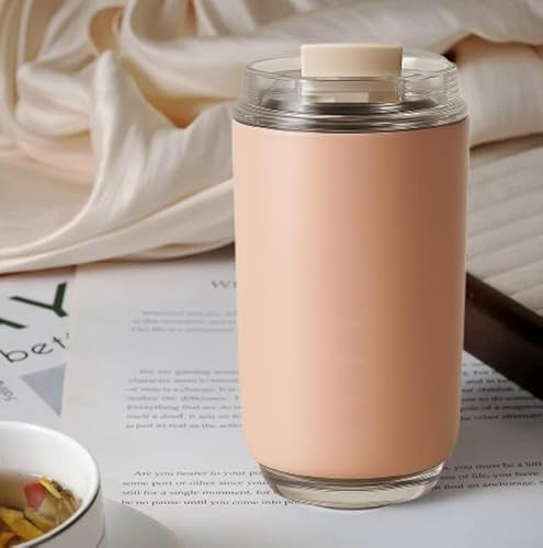 RUBIZA Coffee Travel Mug 240ml Leakproof Stainless Steel Insulated Cup Reusable Thermal Flask for Hot and Cold Drinks Eco Friendly Tumbler for Office Commuting and Travel (Pink)