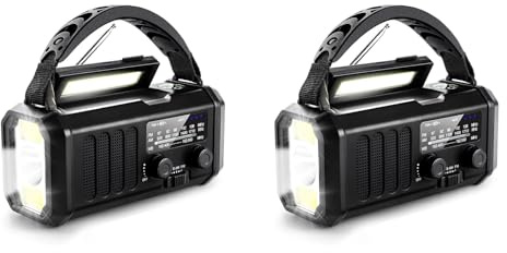 Jooehyer 2X Emergency Weather Radio FM/AM/,Portable Hand Crank Radio,Flashlight,Solar Powered 10000mAh for Outdoor Camping