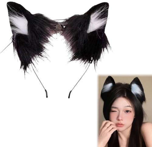 Rakiuty Bandeau Oreilles de Loup Oreilles de Chat,Oreilles de Chat Bandeaus,Serre Tete Oreilles de Loup,Bandeau de Renard L'anime Cosplay Animaux