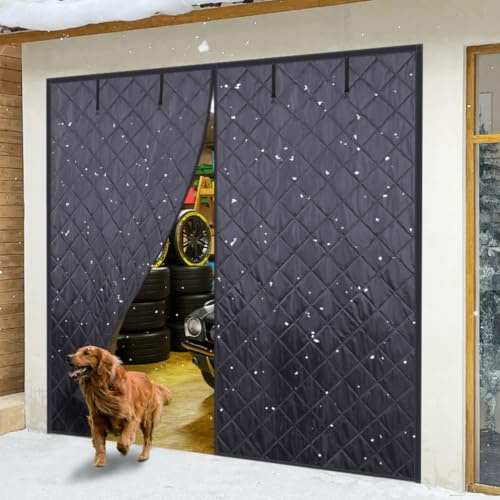 Générique Kit D'isolation pour Porte De Garage pour l'hiver, Rideau De Porte De Garage Magnétique Thermique Et Isolant, Résistant Intempéries, Au Vent Et Au Bruit pour l'hiver,Black2,W244xH213cm