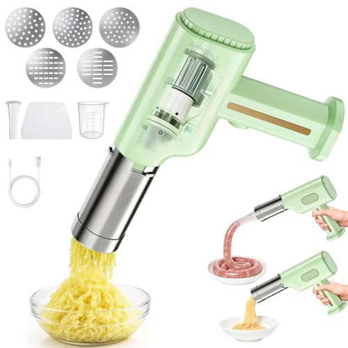 3-in-1 Electric Potato Ricer & Pasta Maker, Noodle Maker, Potato Masher & Sausage Stuffer, Powerful Motor, Easy to Use & Clean, for Home Kitchen