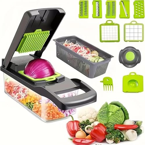14 in 1 Gemüseschneider, Multifunktionsgemüseschneider, Würfelschneider, Gemüseschneider, Gemüseschneider-Set, Gemüsehobel