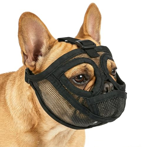 AUAUY Französische Bulldogge Maulkorb, Verstellbarem Riemen Augenlöchern, S