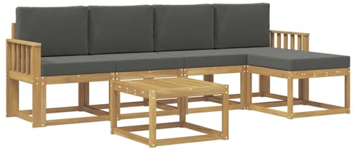 vidaXL Outdoor-Sofagarnitur mit Kissen 6 pcs Weiß und Anthrazit, Garten-Couch, modernes Sofa-Set für draußen, langlebige Möbel, Coole Terrasse, stilvolles Loungen im Freien