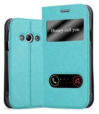 cadorabo Coque pour Samsung Galaxy XCOVER 3 en Turquoise Menthe - Housse Protection avec Stand Horizontal et Deux Fenêtres - Portefeuille Etui Poche Folio Case Cover