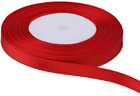 10mm Red Satin Ribbon for Gift Wrapping, 25M Double Sided Polyester Ribbon Roll Balloon Ribbon for Crafting Bouquets, Christmas Tree, Cake, Wedding Decoration DIY Hair Accessories, Sewing