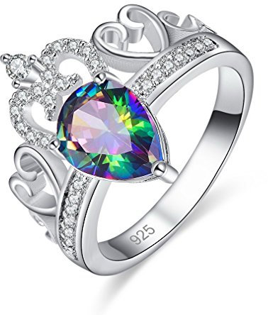 YAZILIND Versprechen Ringe Krone Intarsien Strass Tropfenform Zirkonia hohlen Herzform platiniert Engagement für Damen größe 17.2