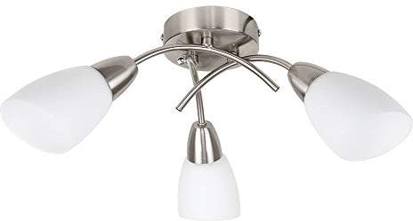 MiniSun | Modern 3 Way Brushed Chrome Ceiling Light Fitting with Frosted Glass Shades | Pendant Lights, Home Décor & Improvement Essential | Includes 4W LED Bulbs [3000K Warm White]