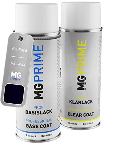 MG PRIME Car paint Spray can set for Ford JAYCWWA / PNJAB0 / F Panther Black Pearl/Pantherschwarz Metallic Base coat clear coat spray can 400ml