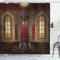 ABAKUHAUS gotisch Duschvorhang, Medieval Palace, Stoffliches Gewebe Badezimmerdekorationsset mit Haken, 175 x 180 cm, Brown Rubin