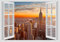 Wandtattoos Fenster - NEW YORK SONNENUNTERGANG SKYSCRAPERS - 70x100 cm Wandaufkleber 3D Wand Wand