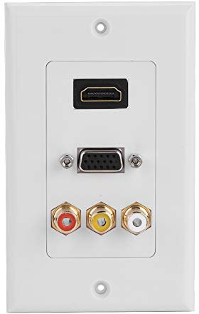 VBESTLIFE 3 en 1 Prise Murale HDMI/VGA/, Prise Panneau multimédia Audio-Vidéo pour à la Maison, au Bureau etc