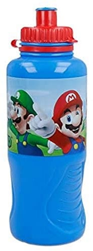 Botella de agua de plástico infantil ergonómica de 430 ml de Super Mario