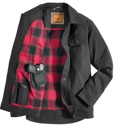 Venado Giacca a camicia nascosta da uomo, in tela resistente, per nascondere le tasche per il trasporto, nero, Medium