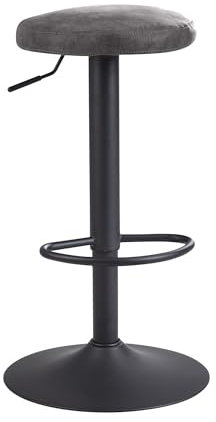 Wohnling Barhocker Grau Wildlederoptik Hocker ohne Lehne 58-79 cm, Küchenhocker Stoff/Metall 100kg, Design Barstuhl Tresenhocker Drehbar Bistrohocker