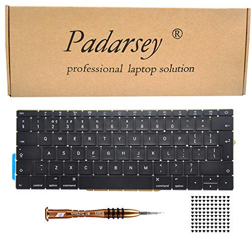 Pardarsey Replacement Keyboard UK Layout Compatible for MacBook Pro 13 inch A1708 Without touchpad bar MacBookPro14,1 MacBookPro13,1 A1708 Late 2016 mid 2017 with 50 PCE Screws+Screwdriver
