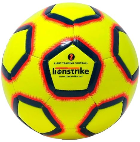 Lionstrike Größe 2 Lite-Fußball mit NeoBladder-Technologie, Leichter Kinder-Fußball (Alter 2–4), Jungen/Mädchen, Indoor- oder Outdoor-Trainings-/Coaching-Fußball (Gelb)