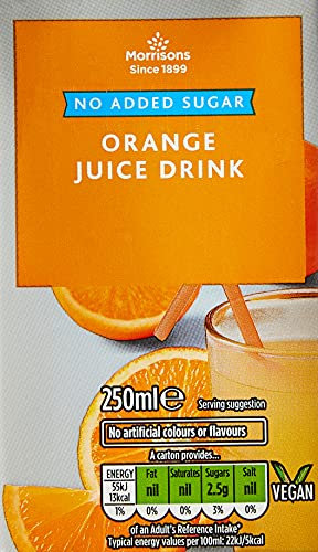 Morrisons No Added Sugar Orange Juice Drink 3x250 ml x 9