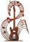 Gitarre mit Noten im Rost Design H: 43 cm - Musik Rostfigur für den Garten, Gartendeko, Metalldeko