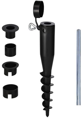Laundry Mate Washing Line Spike Includes Closure Cap Heavy Duty Rotary Airer Washing Line Ground Spike Fits 25/30/35/40/45mm Poles Durable & Secure (Black)