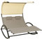vidaXL Doppel Sonnenliege mit Sonnendach Doppelliege Gartenliege Liege Gartenmöbel Relaxliege Strandliege Freizeitliege Textilene Taupe Creme