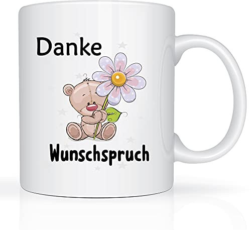 Print-Klex Tasse mit Namen/Spruch und Dankes Motiv Bedruckt Dankesmotiv Dankeschön Tasse Weiß Geschenk Dankessprüche lustig süss für Kollegen Mitarbeiter Chef Mitarbeiter Freund Freundin Erzieher