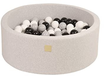 MEOWBABY Bällebad Baby - Rund 90x30cm Ball Pit für Kinder ab 1 Jahr mit 150 Bälle - Weiches & Sicheres Bällepool, Cotton, Hellgrau