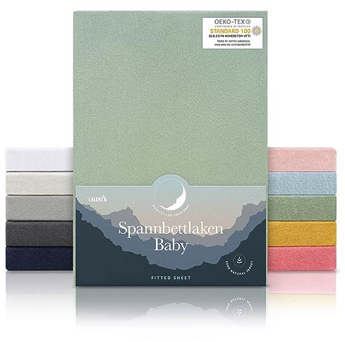 Laleni Sábana Bajera Jersey 55x90 cm - Certificada Oeko-Tex - 100% Algodón - Cochecito - Ropa de Cama de Bebé Verde