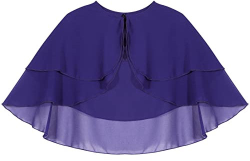 Freebily Cardigan Donna in Chiffon Coprispalle da Cerimonia Elegante Bolero Manica Corta Giacca Corta Shrug Leggera per Matrimonio Sposa Battesimo Compleanno Festa Viola Taglia Unica