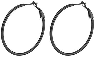 Ohrringe für Damen Herren Edelstahl Runder Kreis Creolen für Männer Frauen 40mm Creolen Schwarz