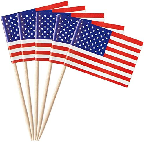 50 Stück * Flaggenpicker + Zahnstocher * für Party und Länderparty | Flag Picks Deko Dekoration Partydeko Fahne Flaggen Länder, Edition: USA