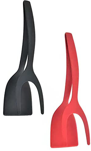 CHAMEEN Kitchen Tongs and Spatula in One 2 in 1 Egg Fried Steak Spatula Pancakes Sandwiches Toasted Bread Handle Classic Barbecue Tongs for Kitchen Utensils Cooking