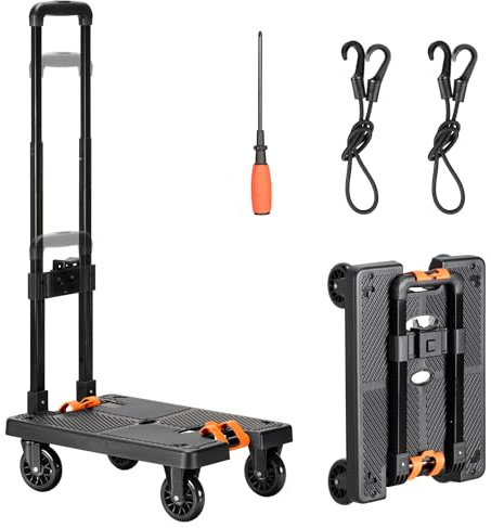 Navaris Klappbare Sackkarre mit Spanngurten - belastbar bis 50kg - Gummiräder - Transportkarre klappbar mit Spanngurt - Transportwagen