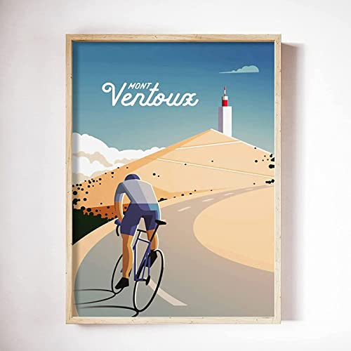 XCPORA Mont Ventoux Radfahren Poster und Drucke Vintage Wandkunst Fahrrad Sport Leinwand Malerei Illustration Bilder Moderne Wohnkultur 40x60cmx1 Kein Rahmen