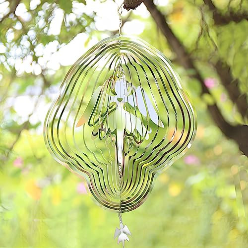 Paradmas Engel Windspiele für Hof und Garten Dekor, 3D Metall Windspiel Outdoor Hängende Große Engel Figuren, kinetische Kunst Rasen Ornamente, Silber-Angel
